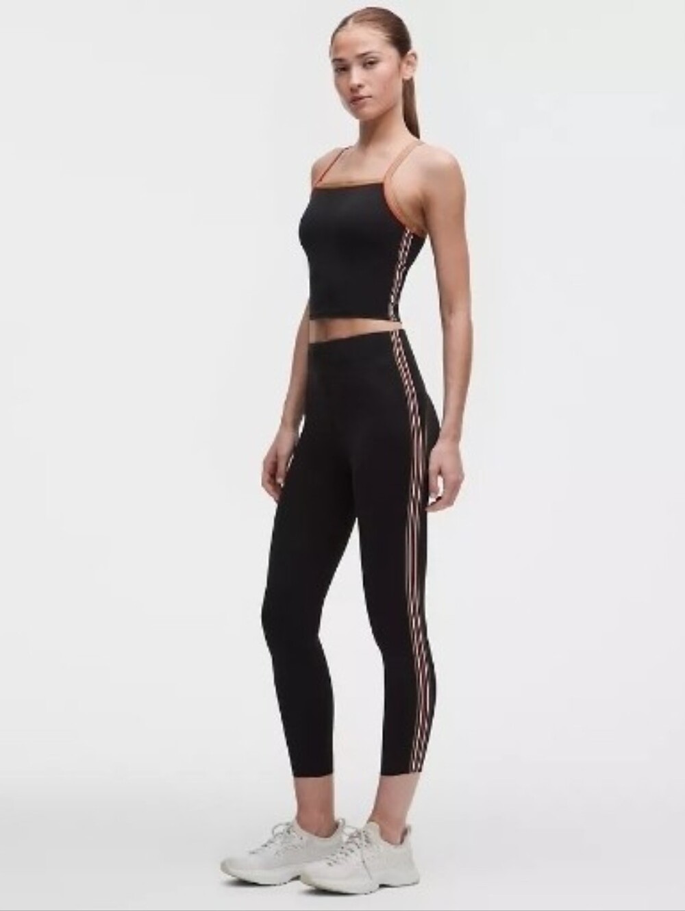LULULEMON Nulux Side-Stripe High-Rise Tight 25" BLACK/SAND/WHITE/CHERRY